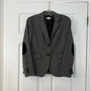 Talbots Gray Blazer with Black Elbow Accents